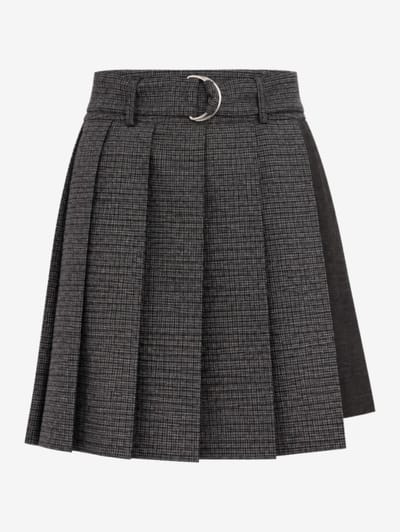 MSGM - Wool pleated mini skirt with belt