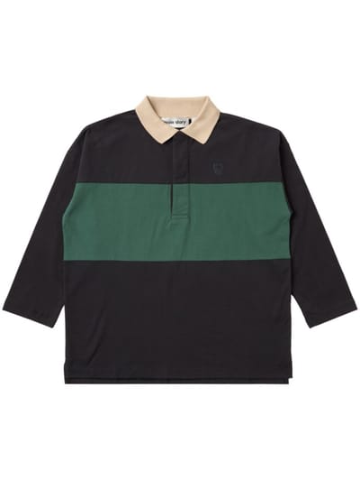 Main Story - Striped long-sleeve organic cotton polo shirt