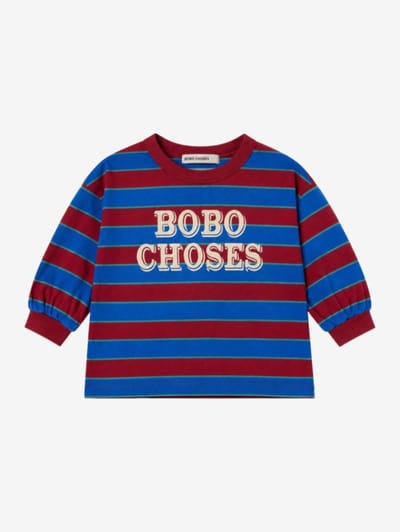 Bobo Choses - Striped long-sleeve T-shirt with embossed logo