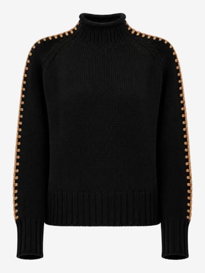 LUISA SPAGNOLI - Virgin wool and cashmere turtleneck sweater with contrast embroidery