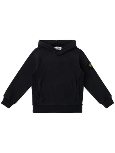 Stone Island Junior - Cotton hooded sweatshirt with badge