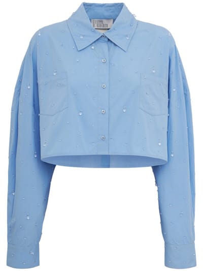 Giuseppe Di Morabito - Cropped cotton shirt with crystals