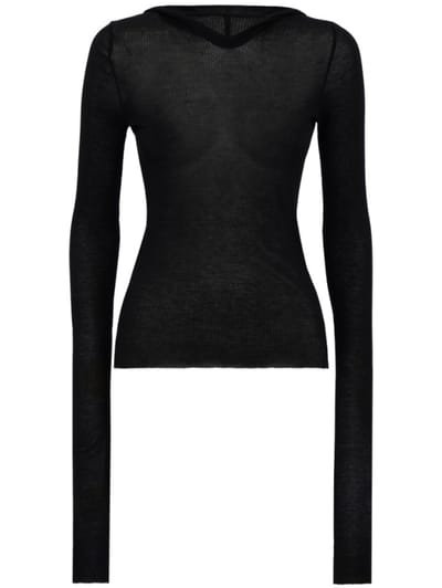 Rick Owens - cropped hooded rib t-shirt