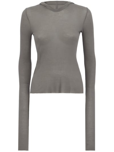 Rick Owens - cropped hooded rib t-shirt