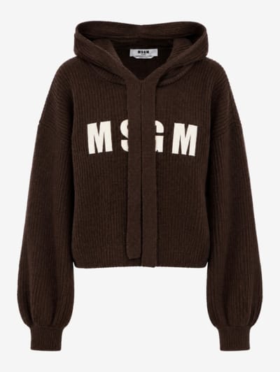 MSGM - Ribbed hoodie with logo