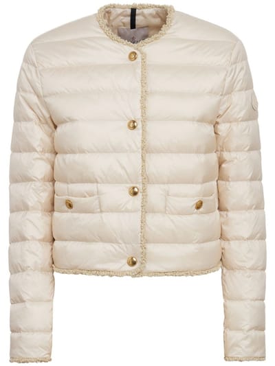 Moncler - Nylon down jacket with boucl  trim