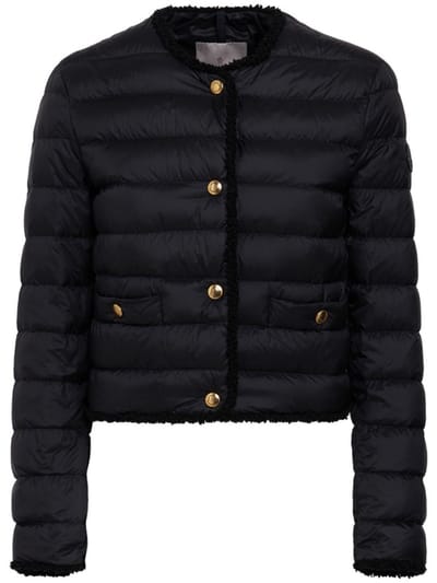 Moncler - Nylon down jacket with boucl  trim