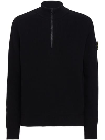 Stone Island - Cotton half-zip knit sweater