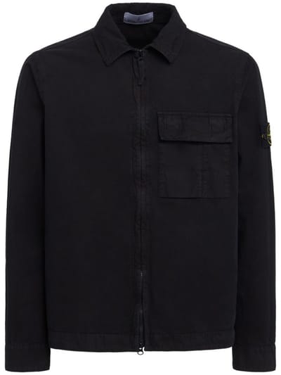 Stone Island - Cotton zip-up overshirt with pocket