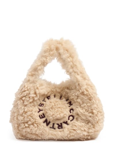 Stella McCartney - Shearling-effect shoulder bag with logo