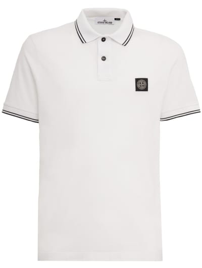 Stone Island - Logo patch cotton polo