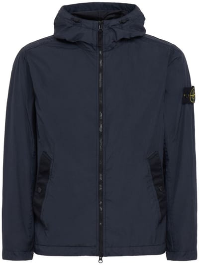 Stone Island - Nylon hooded jacket with logo patch