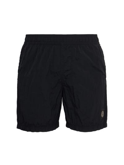 Stone Island - Nylon shorts with logo patch