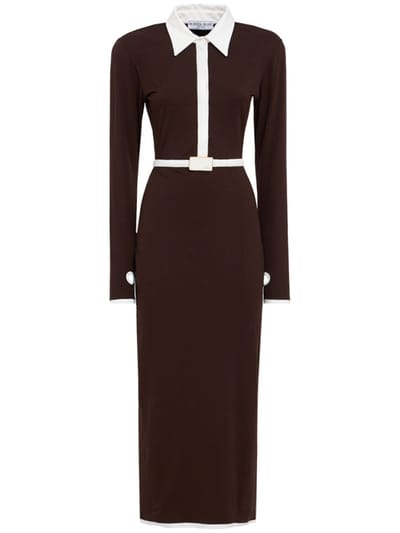 ROWEN ROSE - Vestido midi polo de algodón con cinturón