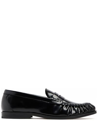 VINNY'S - Leather penny loafers with pleats