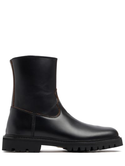 VINNY'S - Leather mid-calf moto boots