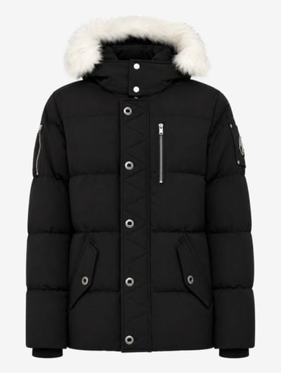 Moose Knuckles - Three-quarter cotton down jacket with shearling