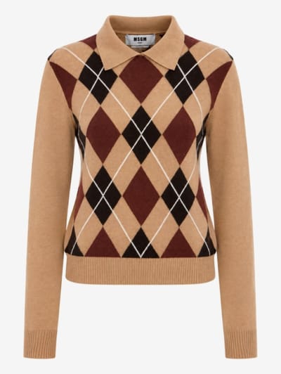 MSGM - Argyle pattern polo  sweater