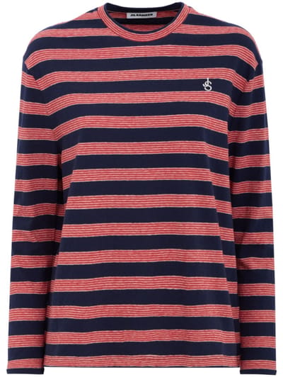 Jil Sander - Cotton t-shirt with horizontal stripes