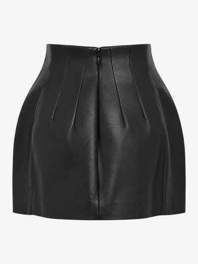LA PISCINE: Baloon leather skirt