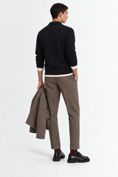 CRUNA: Carrot Fit Pant Flat Front Roll-Ups