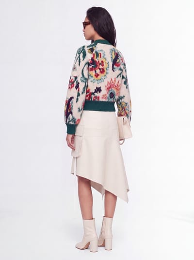 Sacai: Blusón de punto jacquard floral