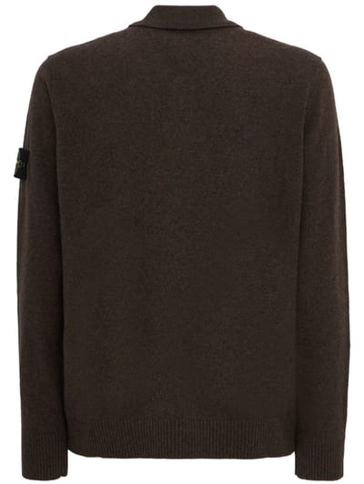 Stone Island: Logo crewneck knit polo sweater