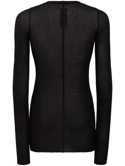 Rick Owens: Ribbed silk blend long sleeve t-shirt