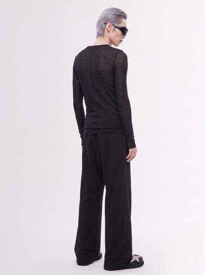 Rick Owens: Ribbed silk blend long sleeve t-shirt