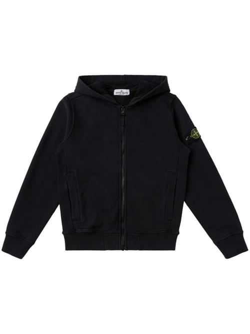 Stone Island Junior: Cotton hooded zip-up sweatshirt