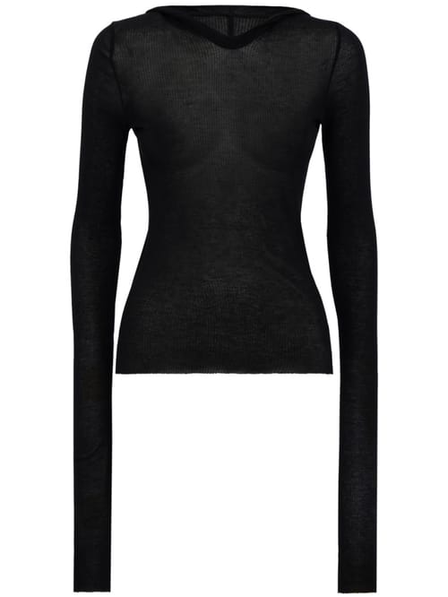 Rick Owens: cropped hooded rib t-shirt