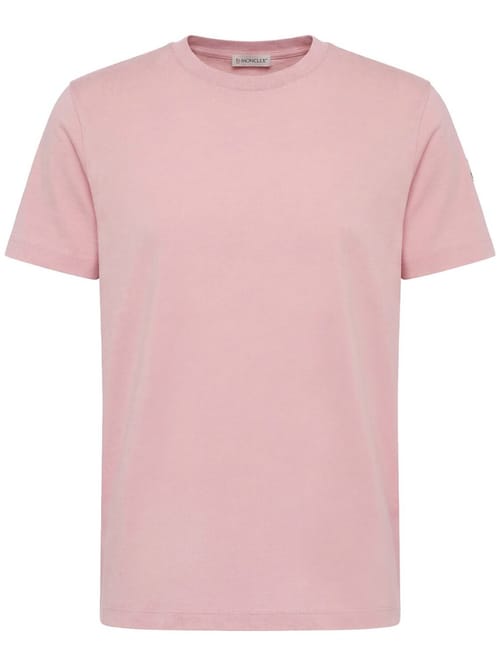 Moncler: T-shirt in cotone con logo ricamato