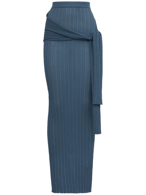 Giuseppe Di Morabito: Ribbed knit skirt with draped sash
