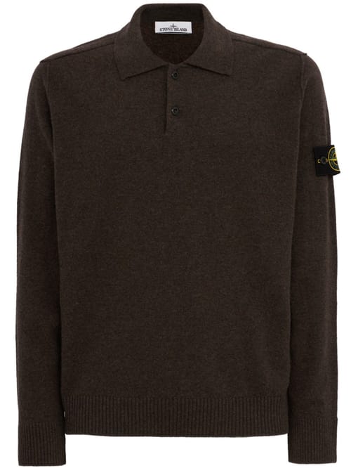 Stone Island: Logo crewneck knit polo sweater