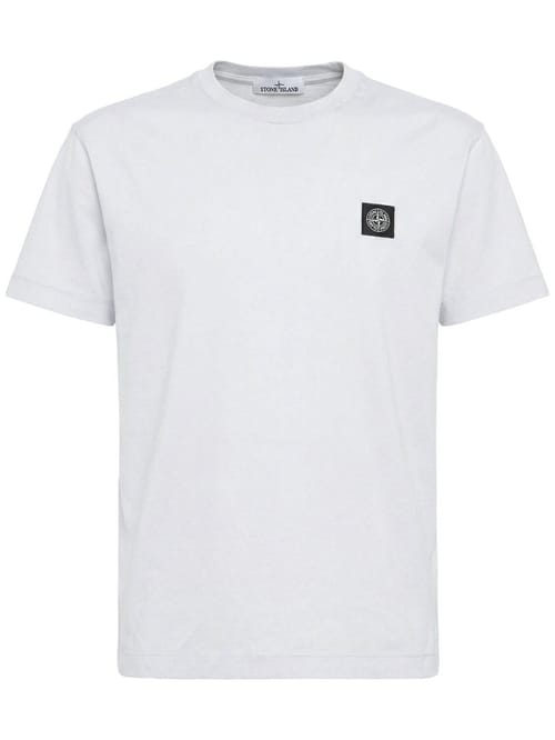 Stone Island: T-shirt in cotone con patch logo