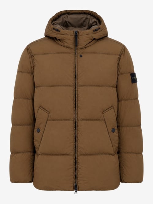 Stone Island: Nylon hooded down jacket