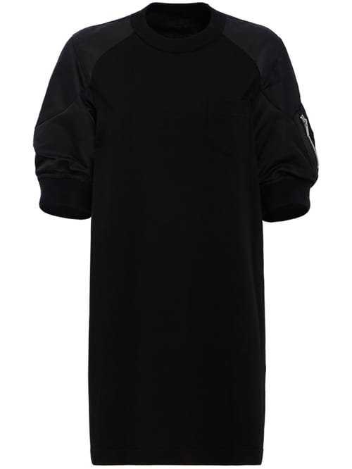 Sacai: Nylon Twill x Cotton Jersey Dress