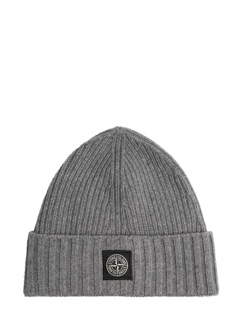 Stone Island Junior: Beanie aus Wollmischung im Rippenstrick