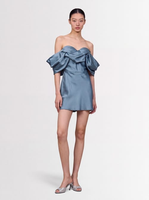 Giuseppe Di Morabito: Off Shoulder Silk Dress With Draped Bow