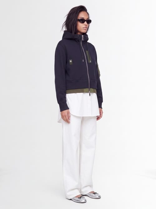 Sacai: Cotton zip-up hooded sweatshirt