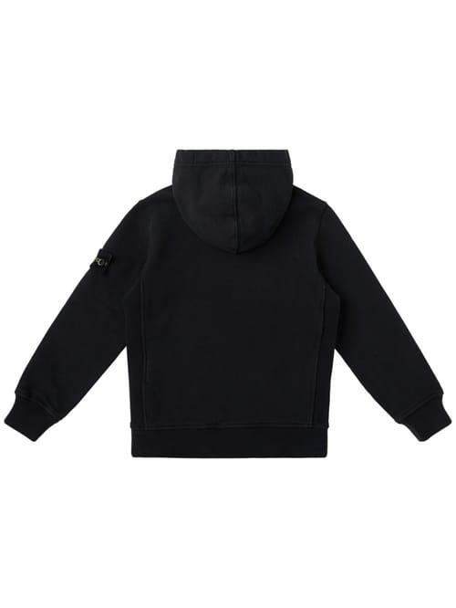 Stone Island Junior: Felpa in cotone con cappuccio e badge