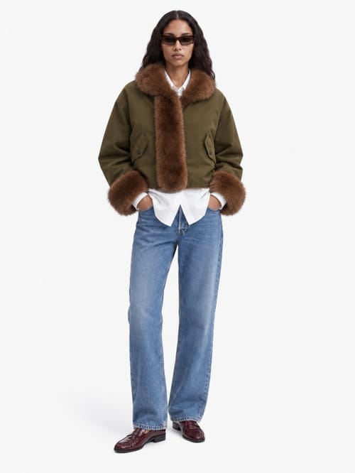 LA PISCINE: Fox fur padded jacket
