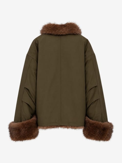 LA PISCINE: Fox fur padded jacket