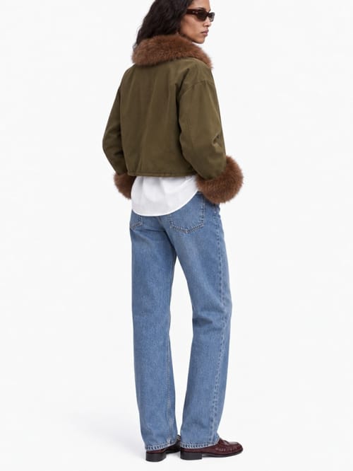 LA PISCINE: Fox fur padded jacket