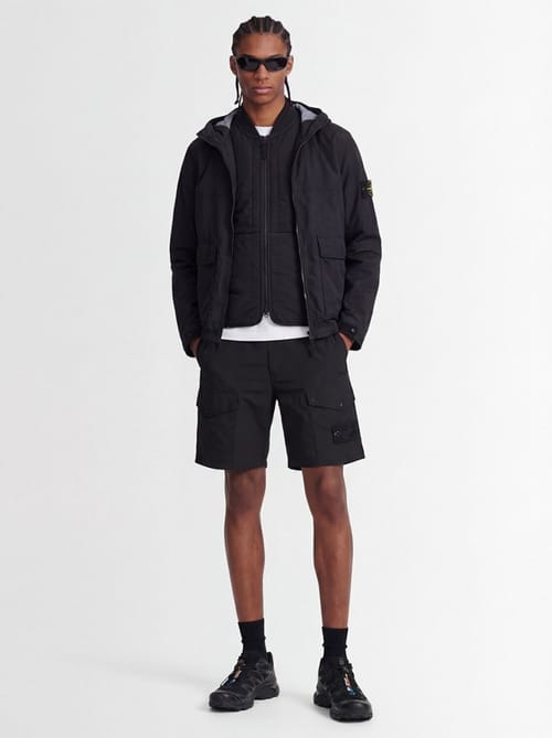 Stone Island: Short hooded nylon parka