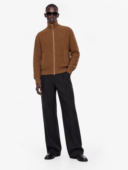 ANIPS: Superfine full zip wool knit sweater 