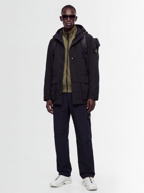 Stone Island: Nylonparka mit abnehmbarer Kapuze