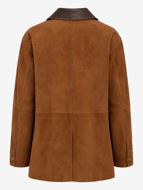 LUISA SPAGNOLI: Suede peacoat with logo buttons