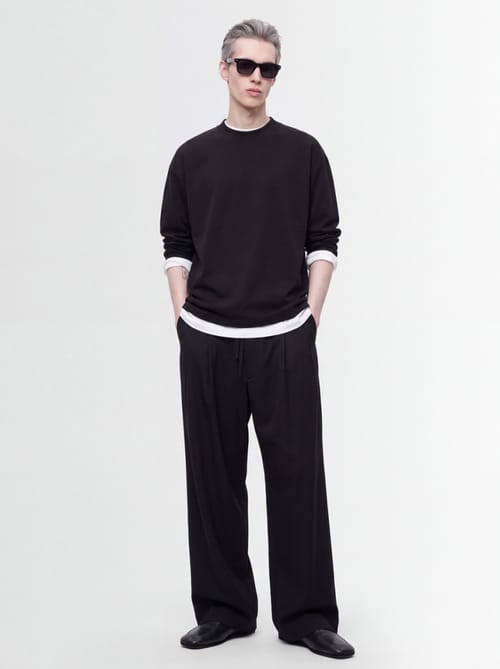 Jil Sander: Mock neck boxy fit cotton long-sleeve t-shirt