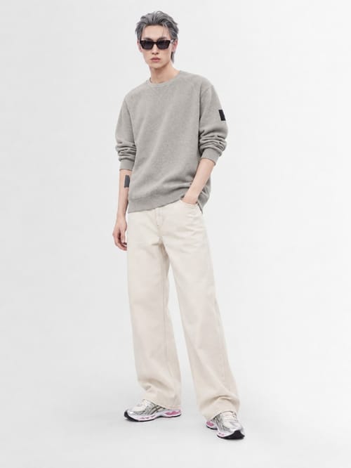 OUTHERE: Woodveil cotton blend crewneck sweater